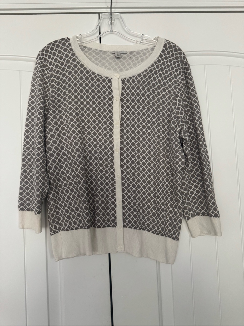 Halogen Taupe & Cream Geometric Button Cardigan